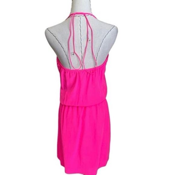 Karina Grimaldi Neon Pink Silk Embellished Rhinestone Beaded Party Dress Revolve - Picture 7 of 10
